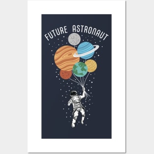 Future Astronaut, floating in space on planet balloons Posters and Art